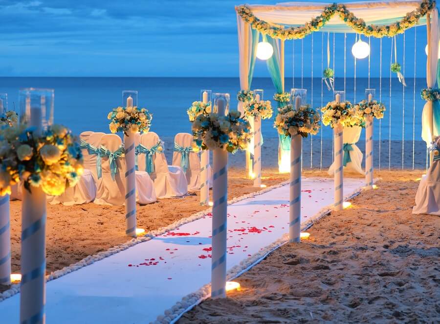 Beautiful wedding arch on the beach