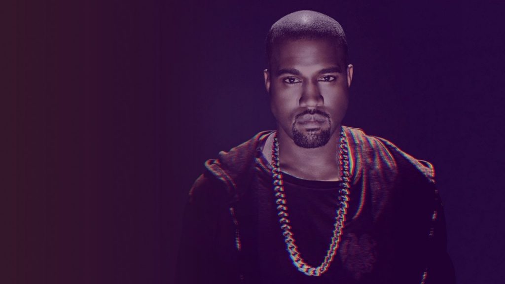 Kanye West on black background.