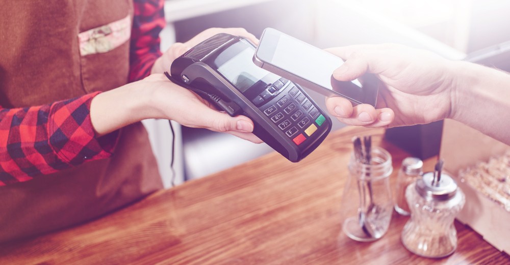 Contactless payment by phone.